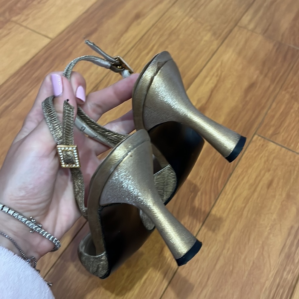 Authentic Stuart Weitzman Gold Heels - image 4